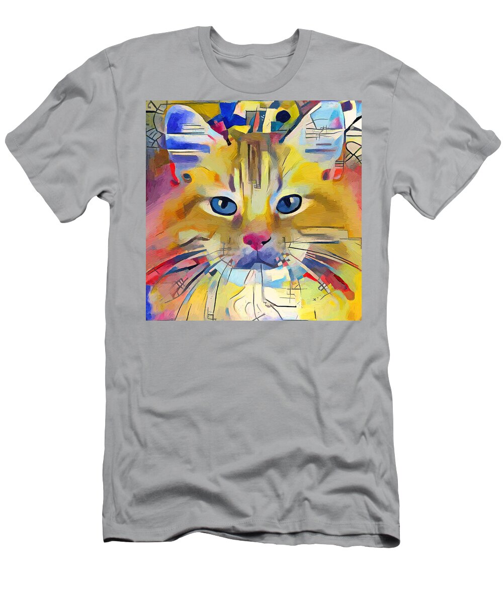 Kandinsky T-Shirt featuring the digital art Kandinsky Cat 3 by Yury Malkov