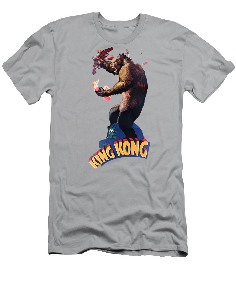 King Kong T-Shirt featuring the digital art King Kong Retro Movie Poster by Filip Schpindel