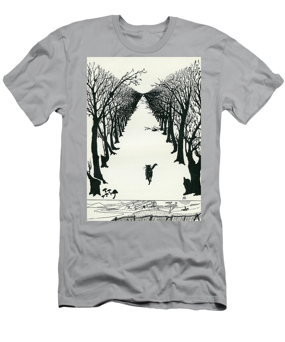 Book Illustration T-Shirt featuring the drawing The Cat That Walked by Himself by Rudyard Kipling