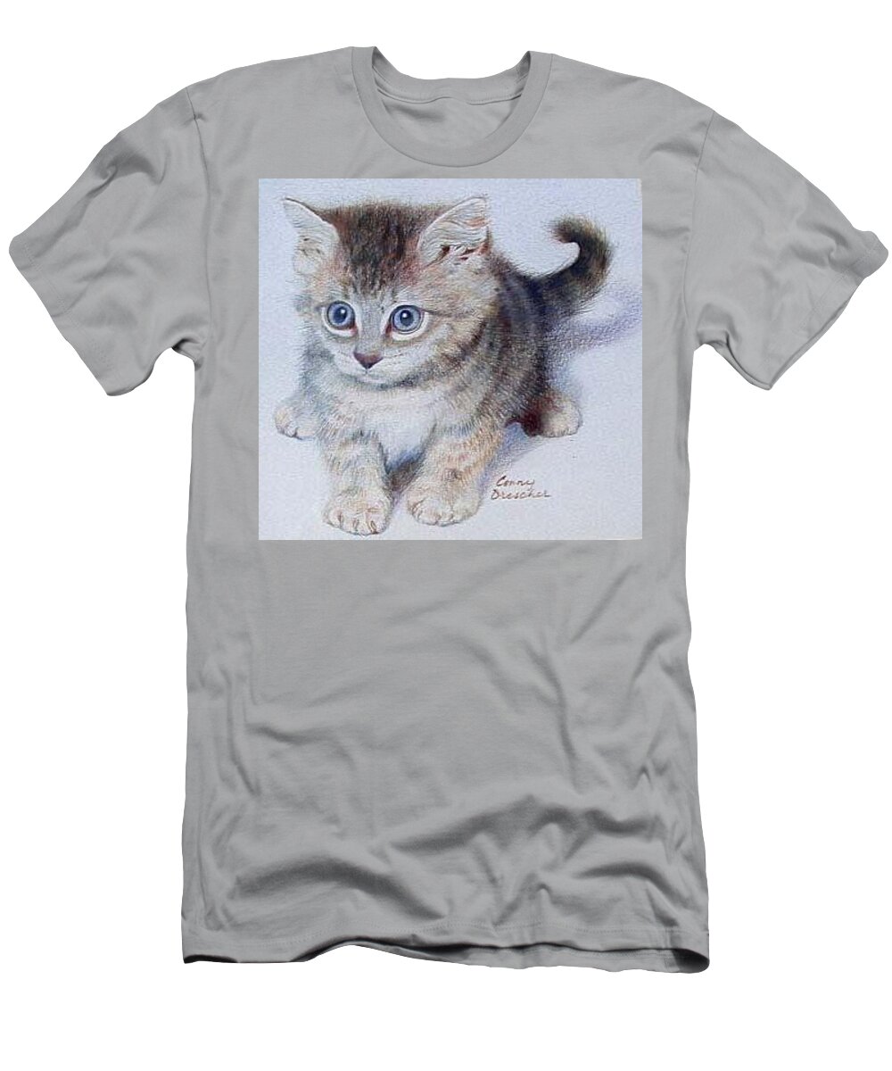 Kitten T-Shirt featuring the drawing Kitten by Constance DRESCHER