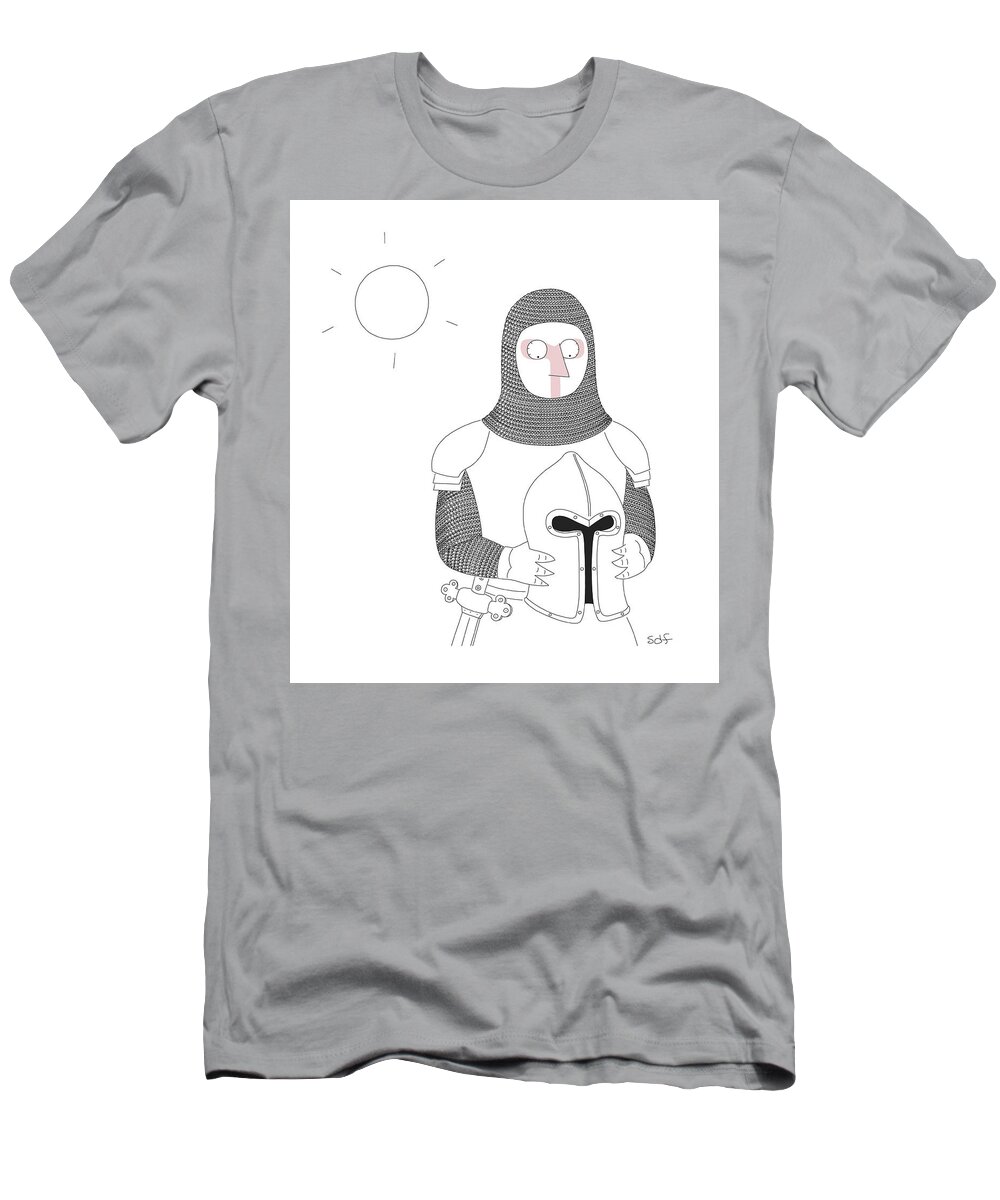 Captionless T-Shirt featuring the drawing Knight in the Sun by Seth Fleishman