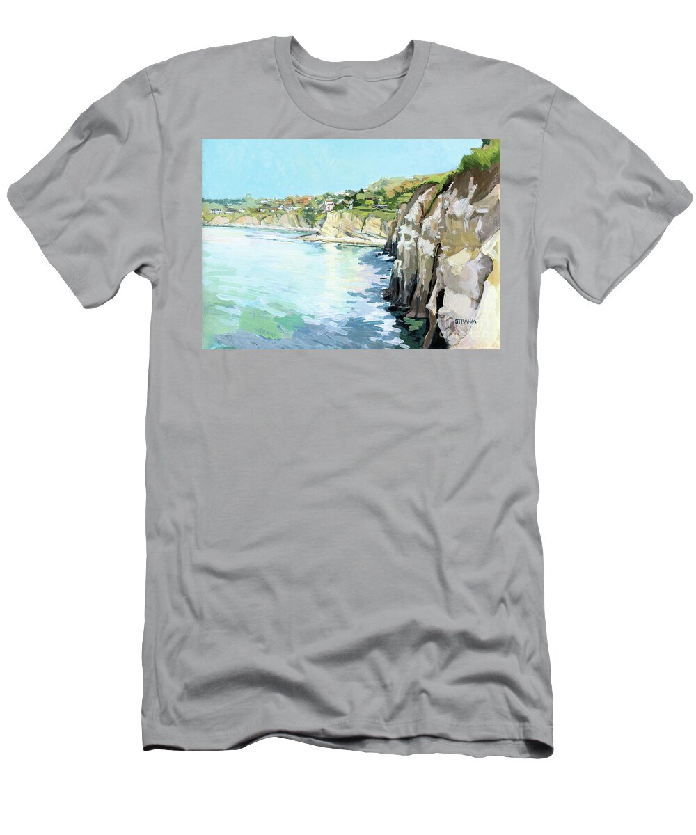 La Jolla Cove T-Shirt featuring the painting La Jolla Sea Caves - San Diego, California by Paul Strahm