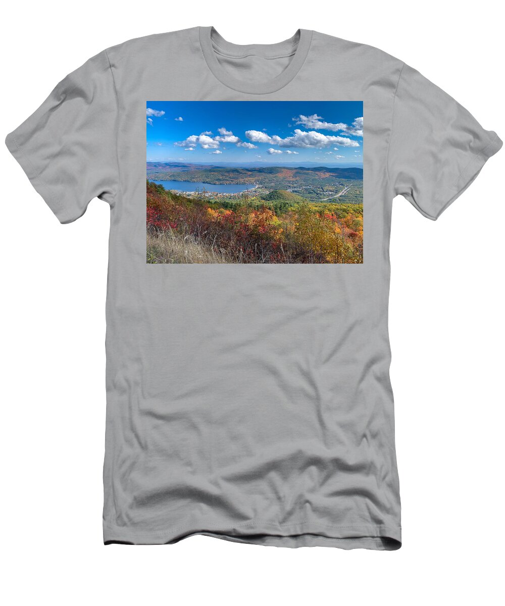  T-Shirt featuring the photograph Lake George Village view by Kendall McKernon