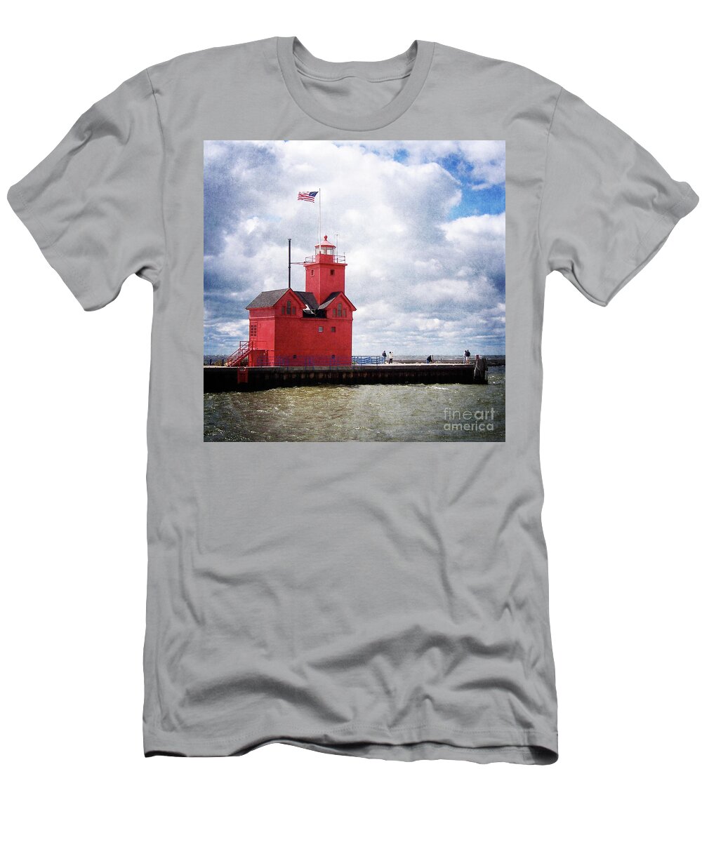 Light House T-Shirt featuring the photograph Lake Michigan Light House by Phil Perkins