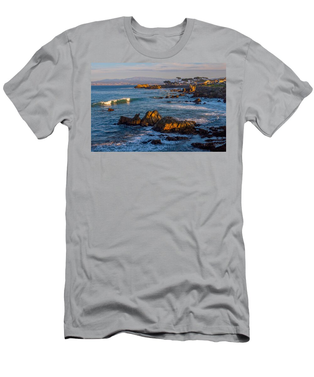 Sunset T-Shirt featuring the photograph Last Light at Lover's Point by Derek Dean