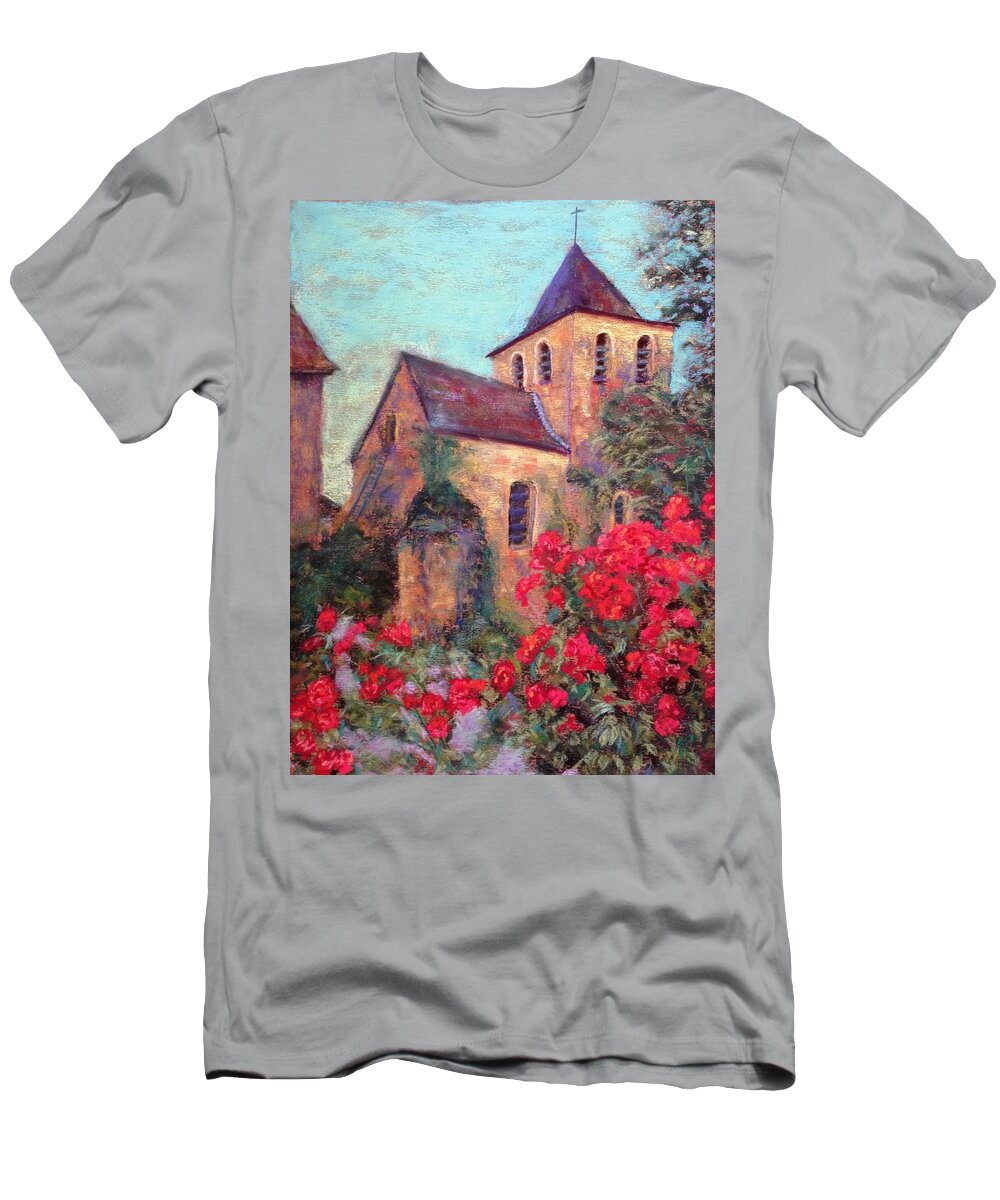 Bell Tower T-Shirt featuring the pastel Le Clocher by Jan Chesler