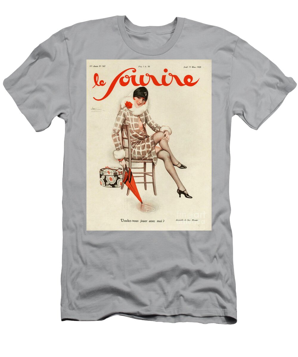 Le Sourire Vintage Magazine Cover T-Shirt by Paper Moon Fine Art - Fine Art  America