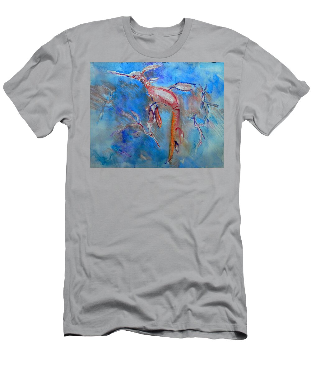 Sea Creature T-Shirt featuring the painting Leafy Sea Dragon by Martha Tisdale