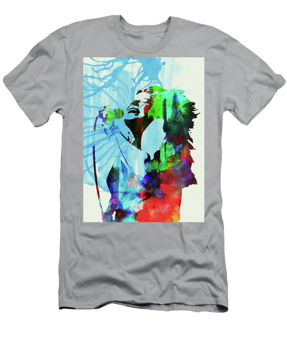 Janis Joplin T-Shirt featuring the mixed media Legendary Janis Joplin Watercolor by Naxart Studio