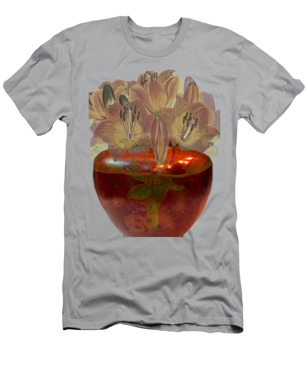  Flowers T-Shirt featuring the digital art Lily in Vase by Asok Mukhopadhyay