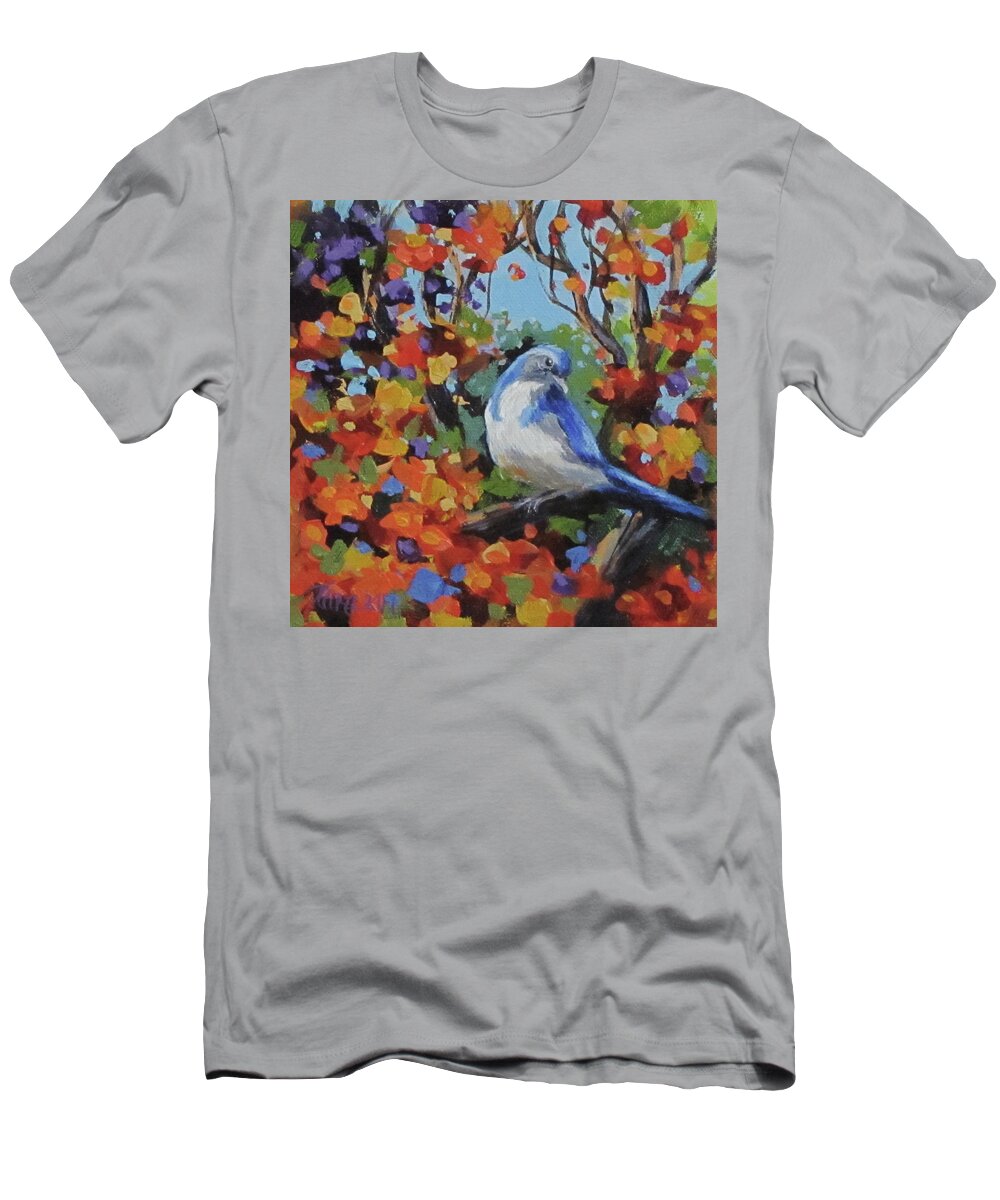 Birds T-Shirt featuring the painting Little Jay by Karen Ilari