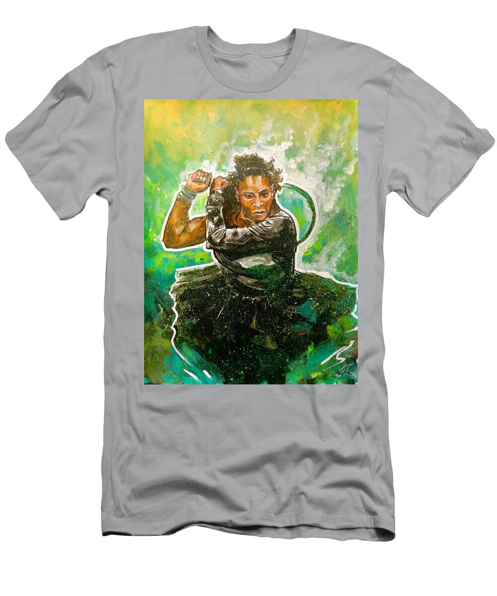 Serena Williams T-Shirt featuring the painting Mama Said Knock You Out by Joel Tesch