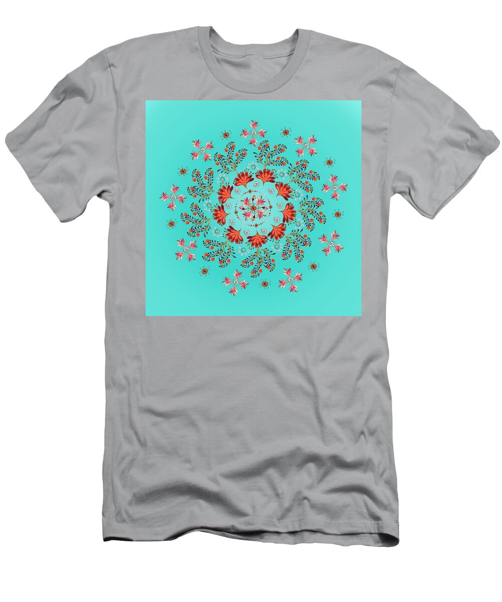 Mandala T-Shirt featuring the digital art Mandala flowering series#3. Ultramarine by Elena Kotliarker
