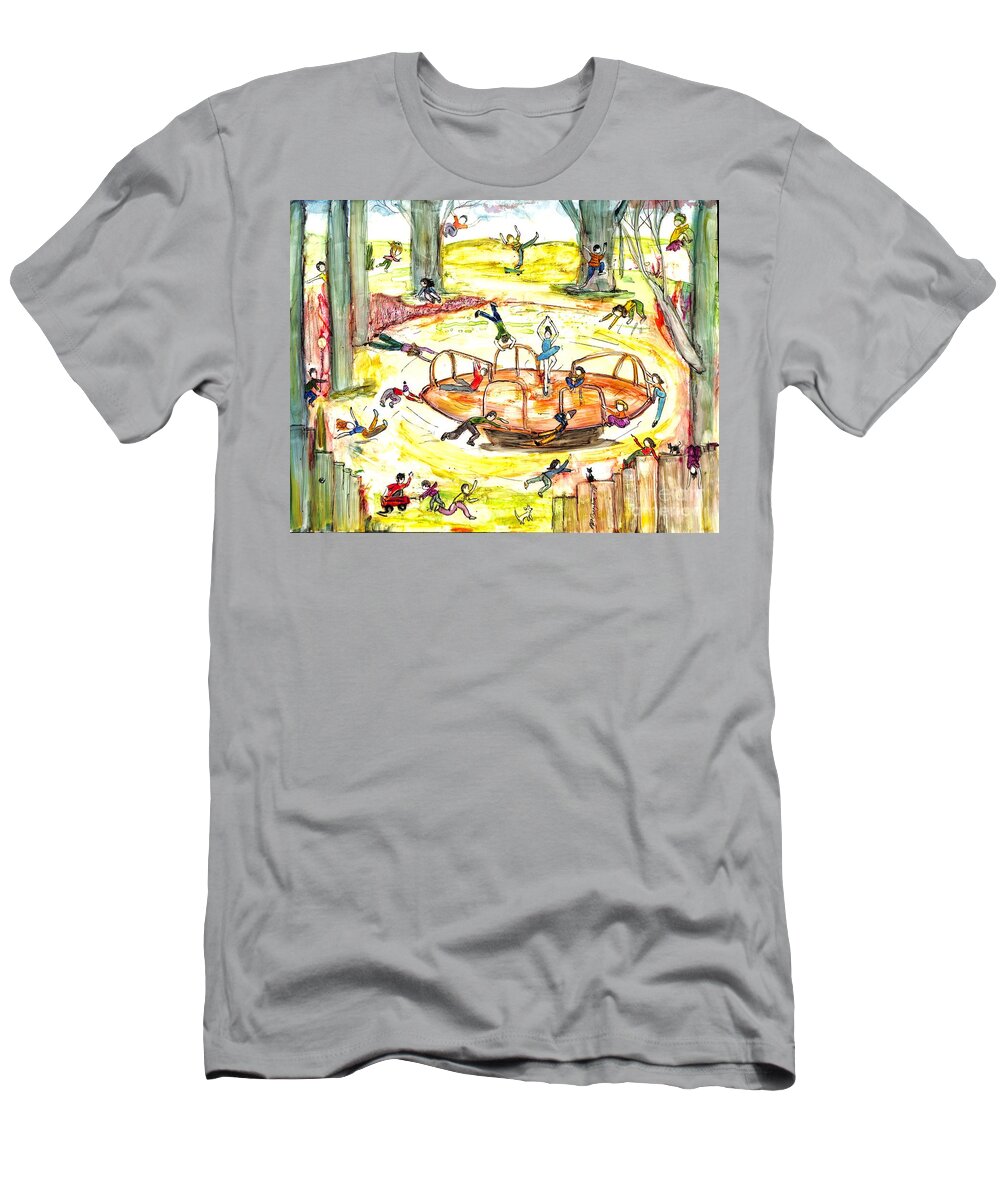 Merry Go Round T-Shirt featuring the painting Merry go Round Whimsy by Patty Donoghue