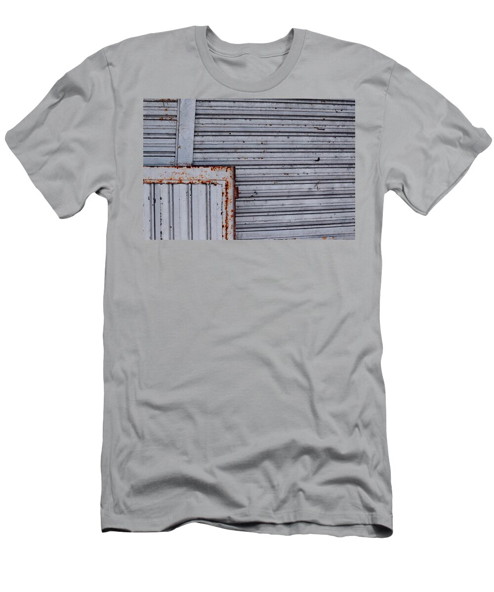 Metal Security Gates T-Shirt featuring the photograph Metal Security Gates by Debra Grace Addison