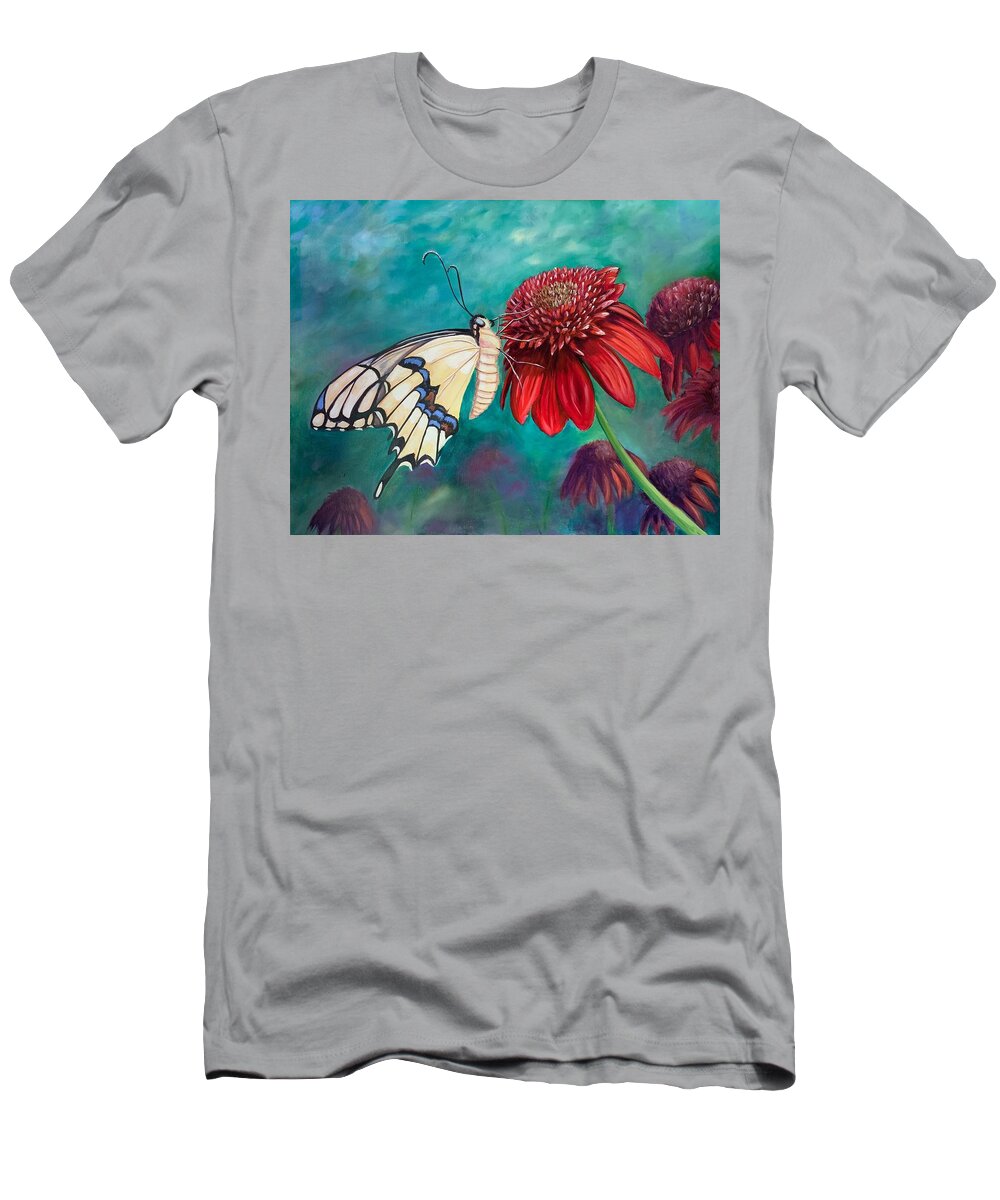 Butterfly T-Shirt featuring the painting Metamorphosis by Jan Chesler