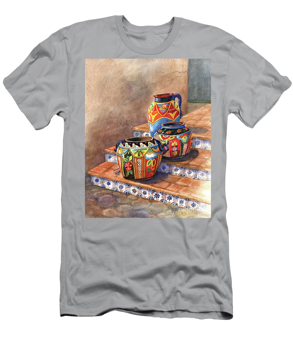 Mexican Pottery T-Shirt featuring the painting Mexican Pottery Still Life by Marilyn Smith
