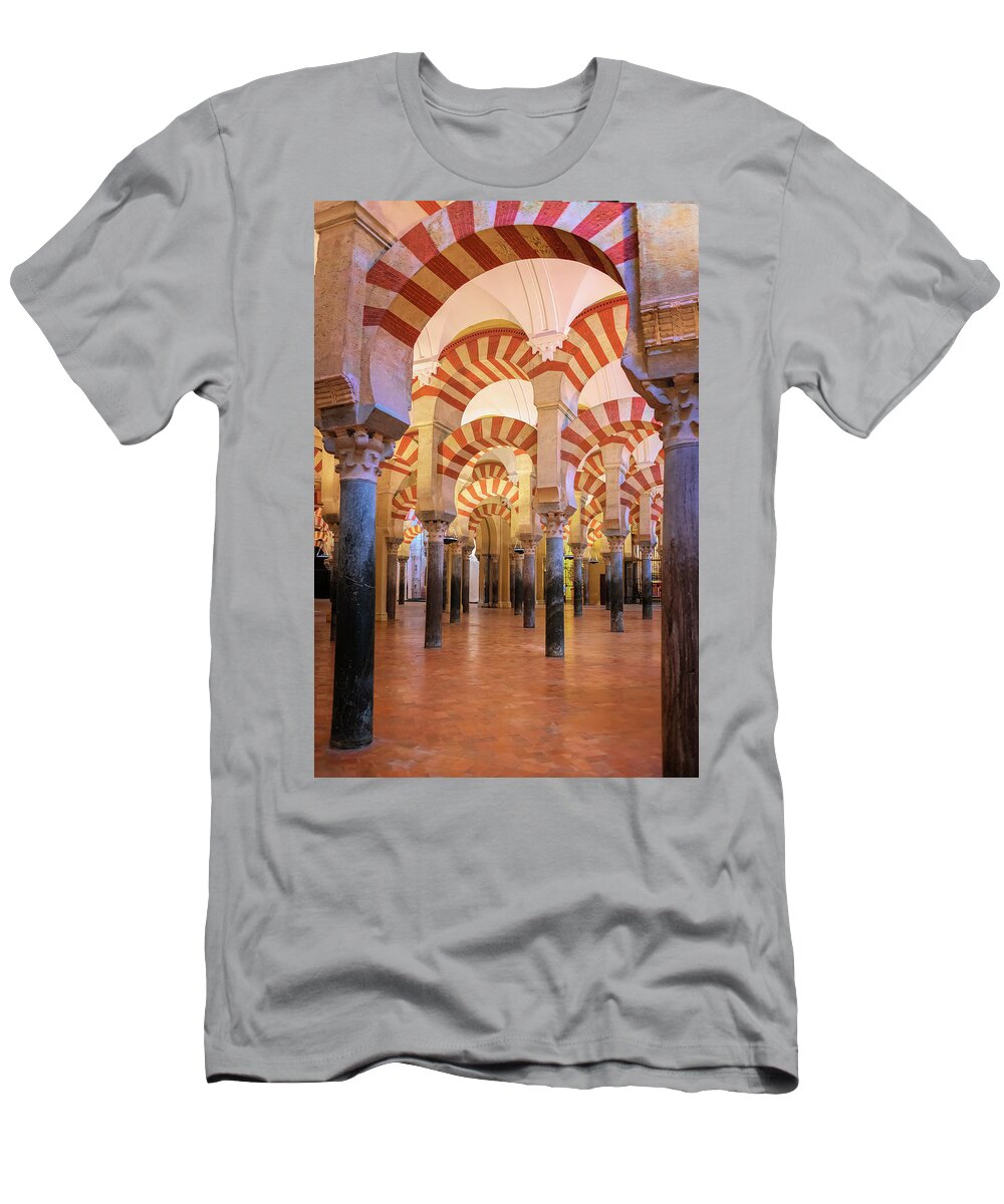 Joan Carroll T-Shirt featuring the photograph Mezquita Interior Cordoba Spain by Joan Carroll