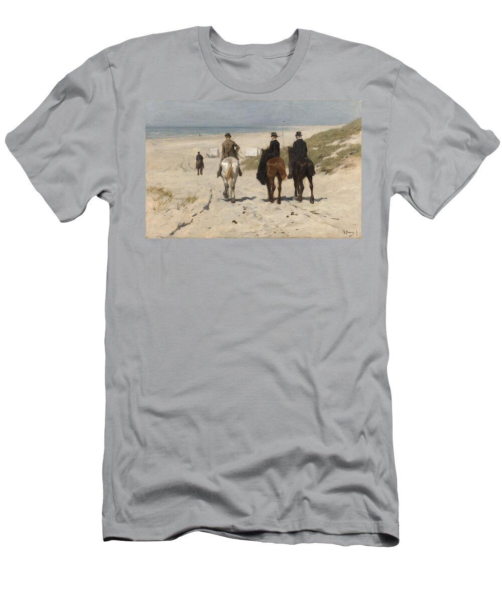 Anton Mauve (mentioned On Object) T-Shirt featuring the painting Morning Ride along the Beach. Morgenrit langs het strand. by Anton Mauve -1838-1888-