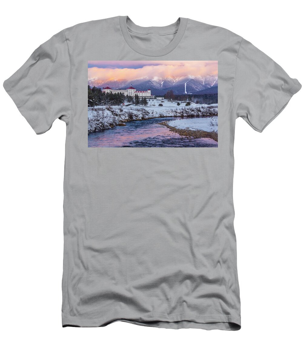 Alpenglow T-Shirt featuring the photograph Mount Washington Hotel Alpenglow by Chris Whiton