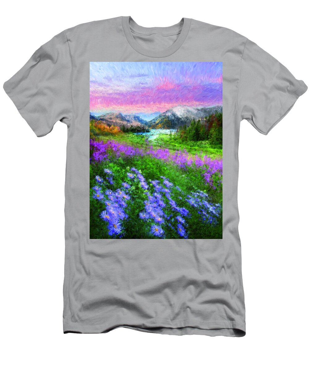 Mountains T-Shirt featuring the painting Mountains by Vart Studio