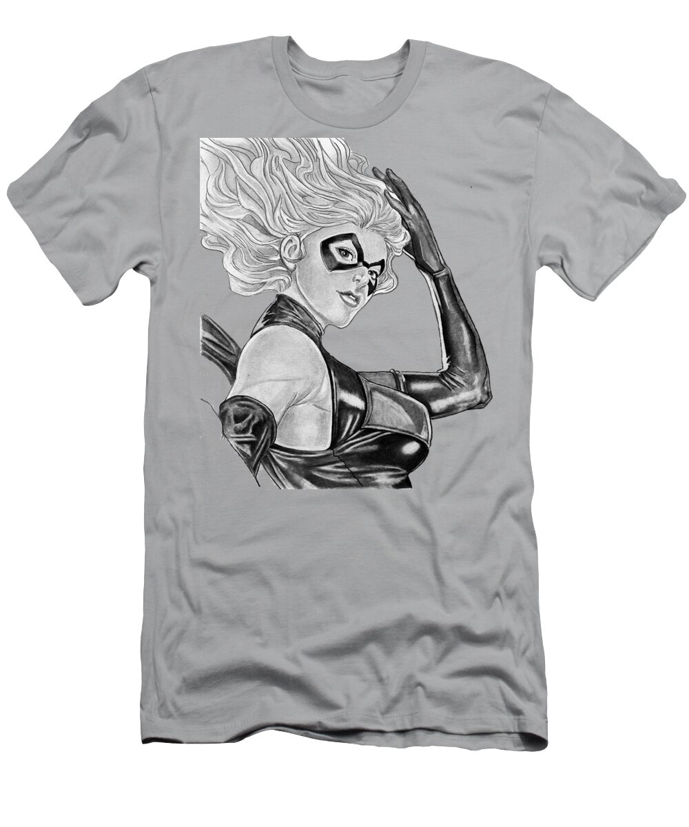 Ms T-Shirt featuring the drawing Ms Marvel by Bill Richards