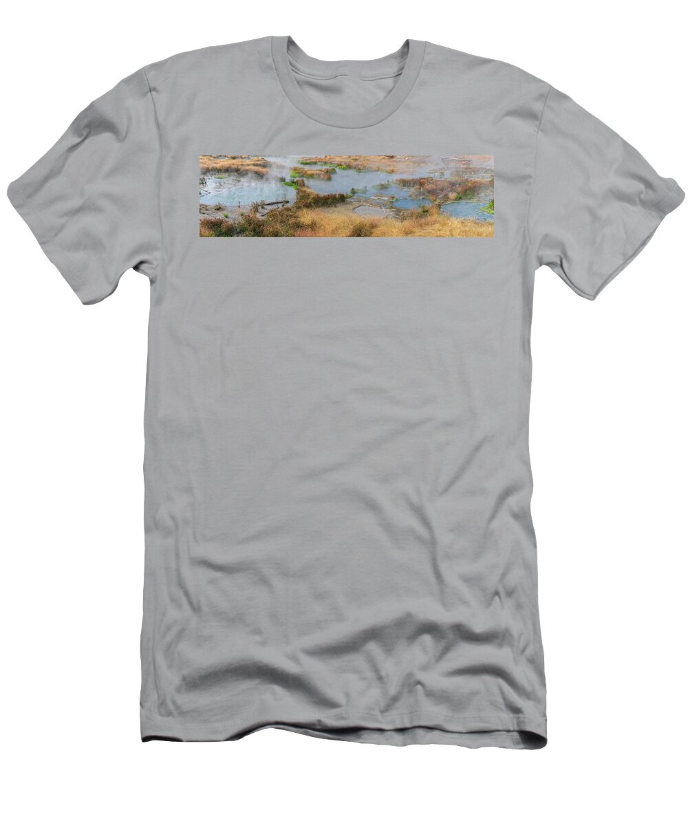 Fishing Bridge District T-Shirt featuring the photograph Mud Volcano Area Panorama by Angelo Marcialis