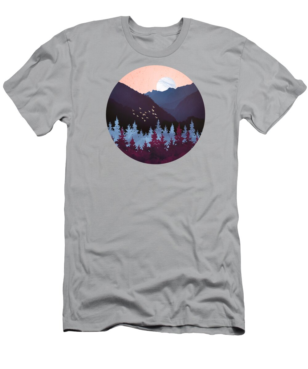Digital T-Shirt featuring the digital art Mulberry Dusk by Spacefrog Designs