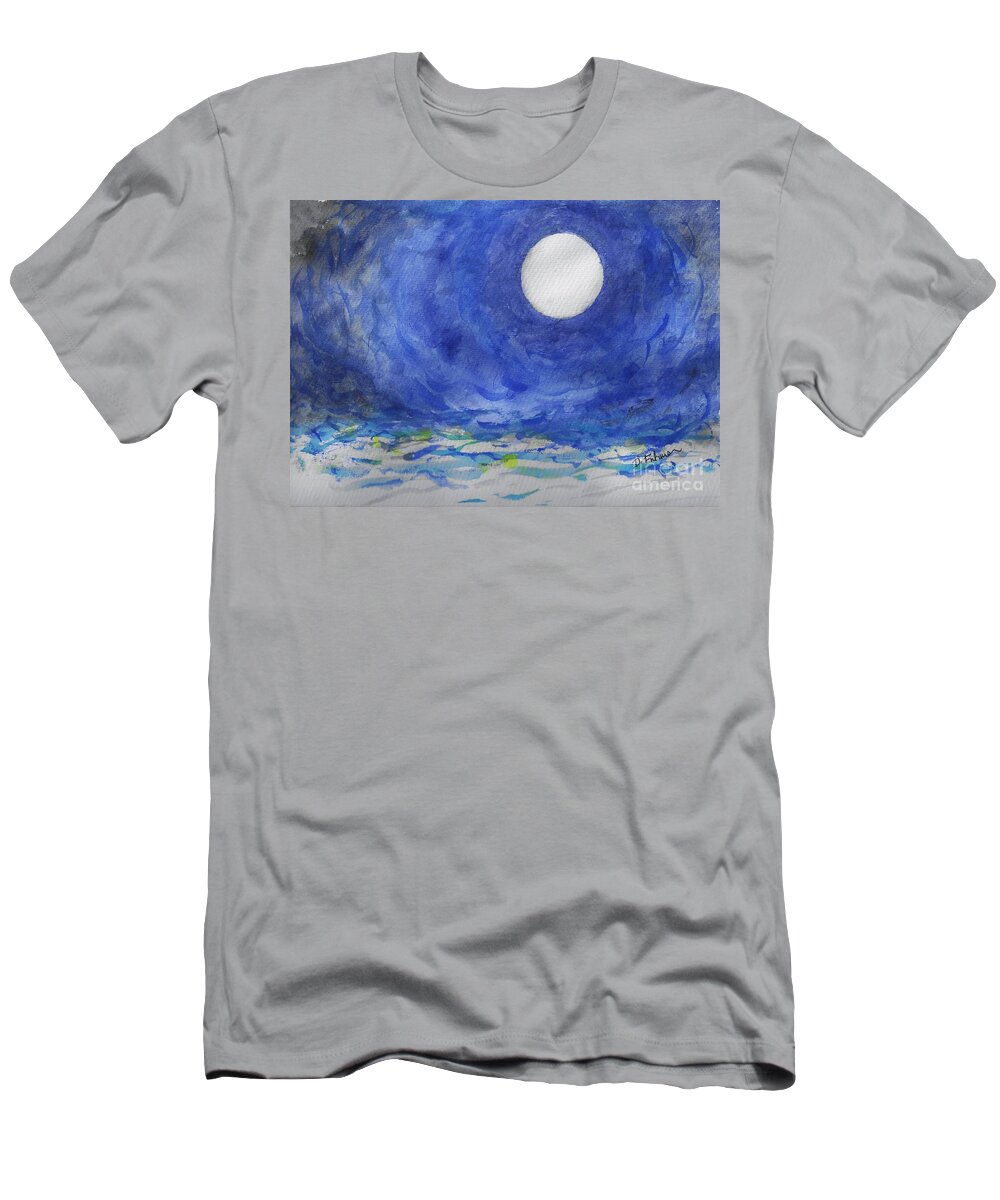 Watercolor T-Shirt featuring the painting Neptune Full Moon by Denise F Fulmer