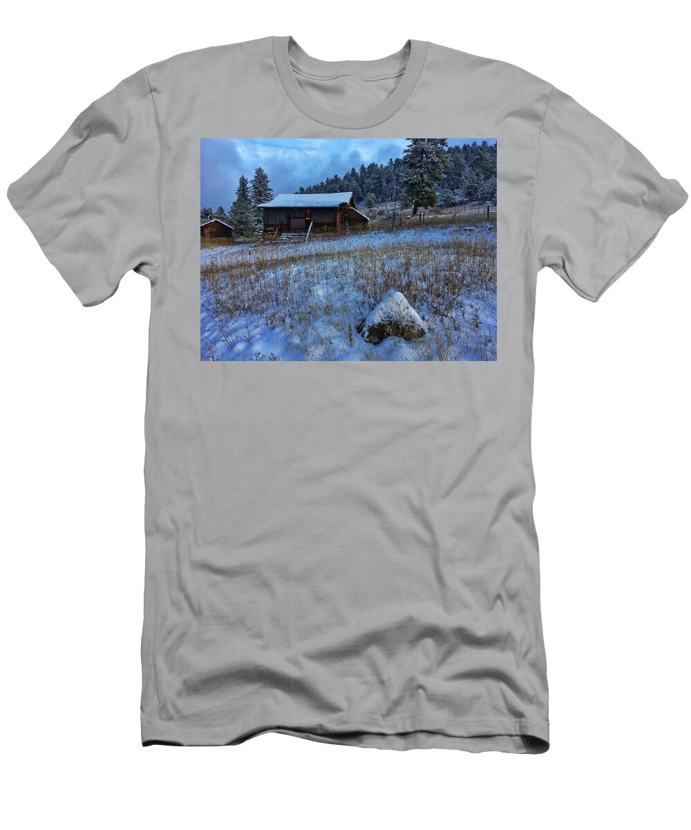 Cabin T-Shirt featuring the photograph November Cabin by Dan Miller
