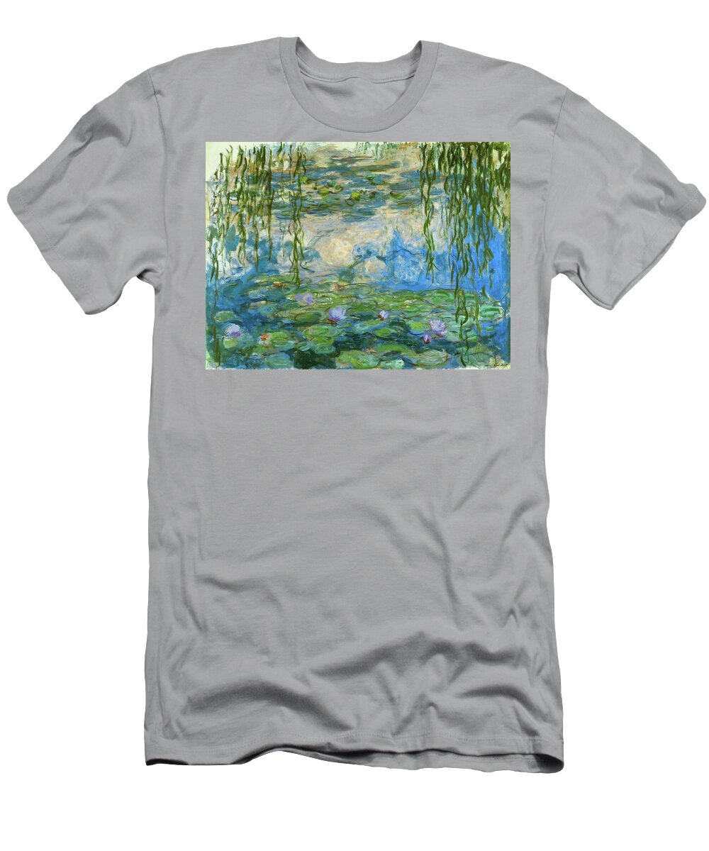 Claude Monet T-Shirt featuring the painting Nympheas,1916-1919 Canvas,150 x 200 cm Inv. 51 64. by Claude Monet -1840-1926-