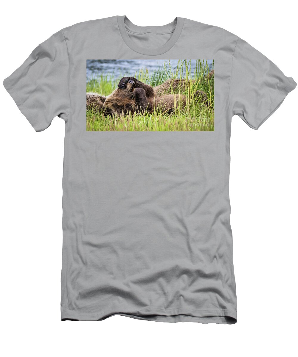 Grizzly T-Shirt featuring the photograph Oh my God... by Lyl Dil Creations