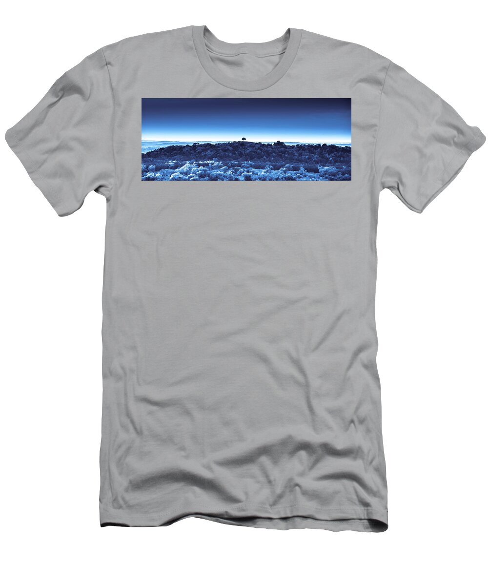  T-Shirt featuring the digital art One Tree Hill -Blue -2 by Darryl Dalton