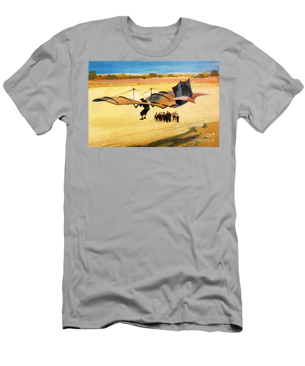 Early Aviation T-Shirt featuring the painting Otto Lilienthal by Ferdinando Tacconi