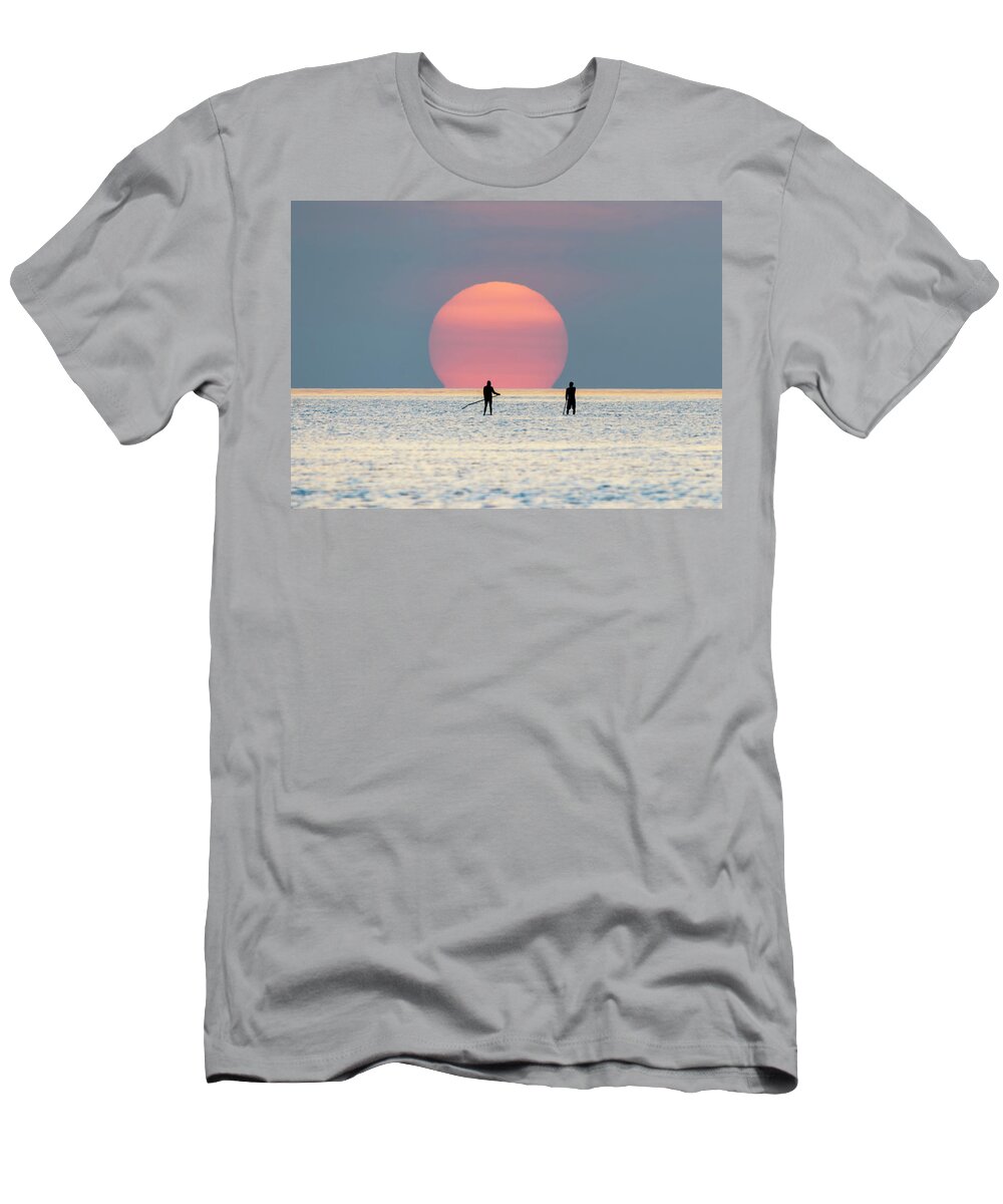 Sunrise T-Shirt featuring the photograph Sunrise Paddle Boarding by Steven Sparks