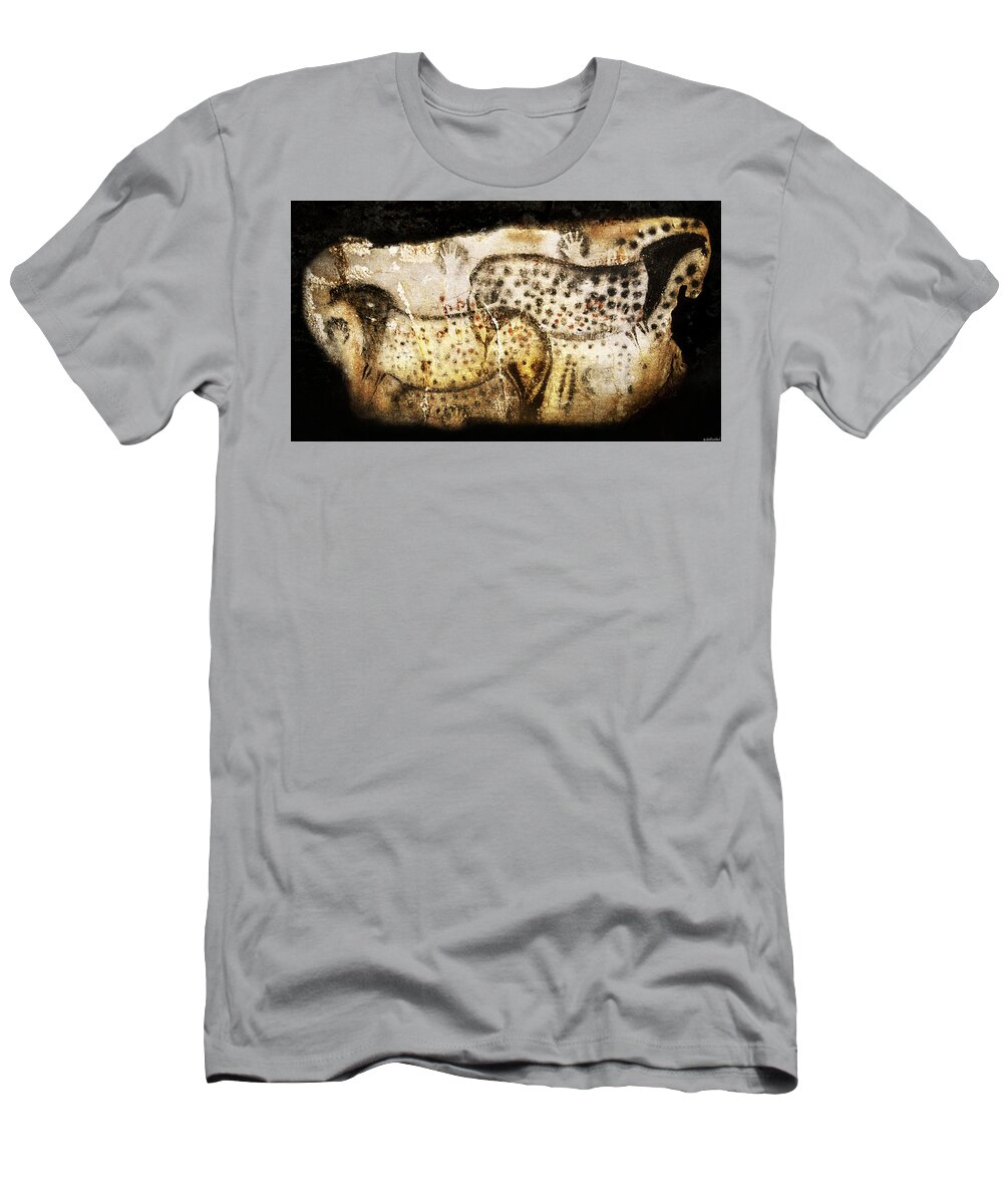 Pech Merle Horses T-Shirt featuring the photograph Pech Merle Horses and Hands by Weston Westmoreland