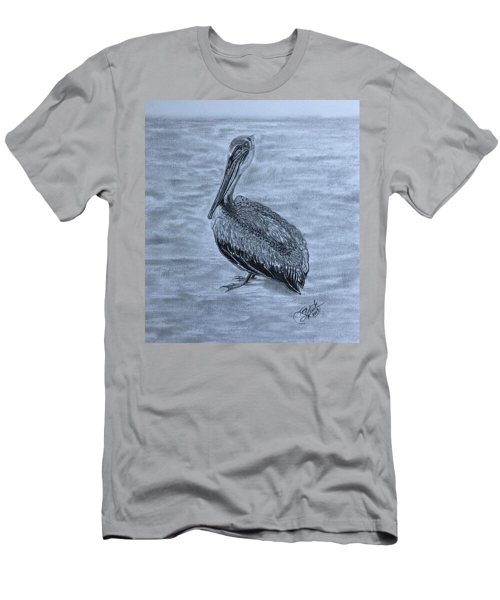 Pelican T-Shirt featuring the drawing Pelican Watch by Tony Clark