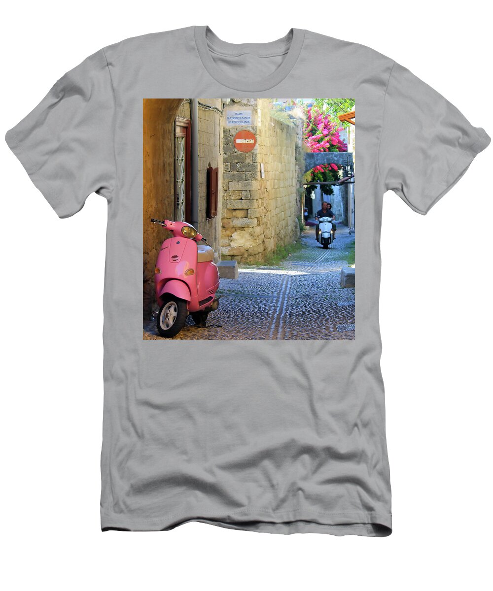 Vespa T-Shirt featuring the photograph Pink Vespa by Jonathan Thompson