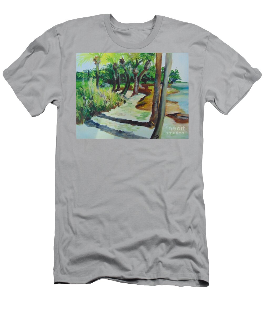 Palms T-Shirt featuring the painting Plen Aire Palms by Saundra Johnson