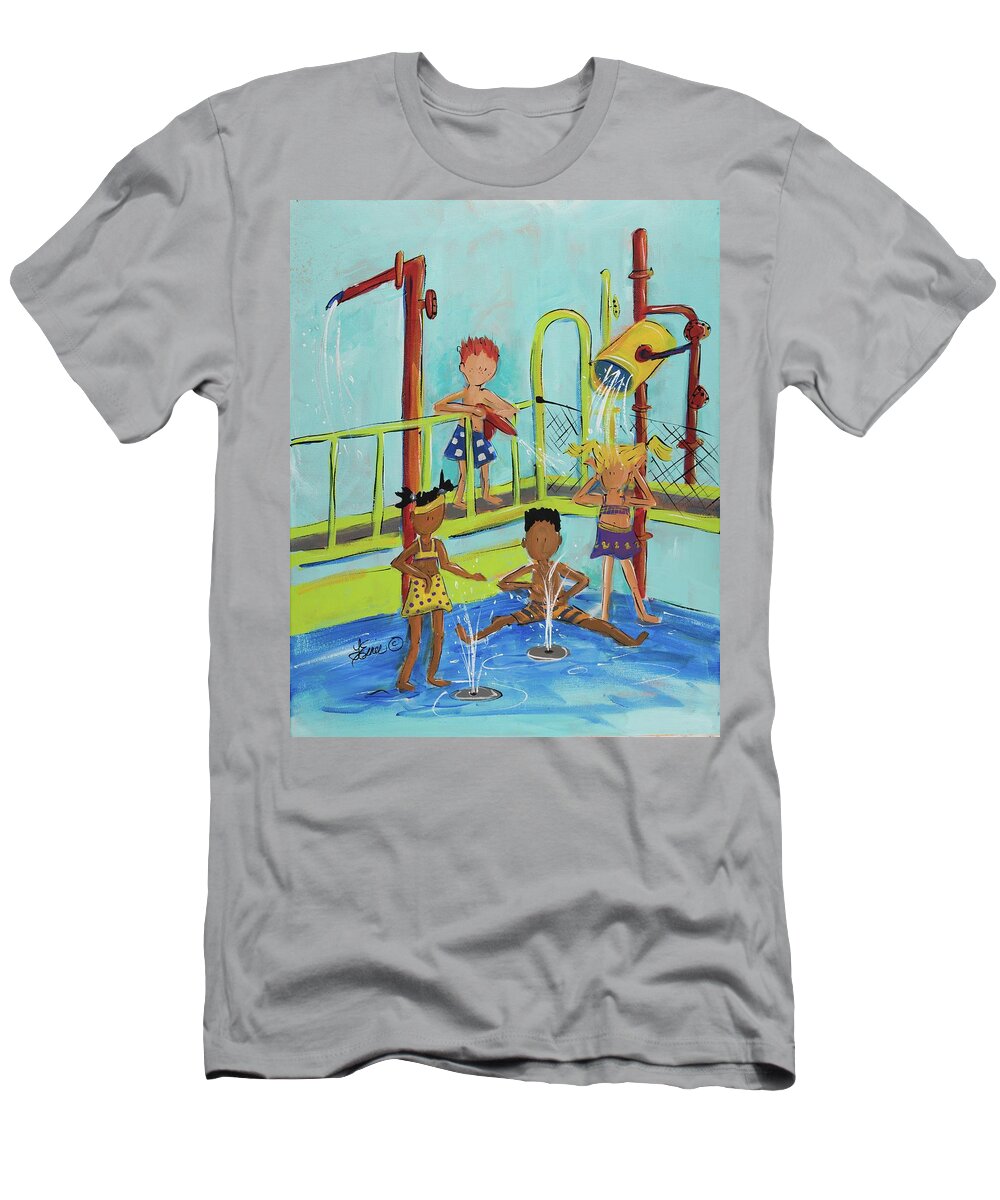 Swim T-Shirt featuring the painting Pollock Splashin by Terri Einer
