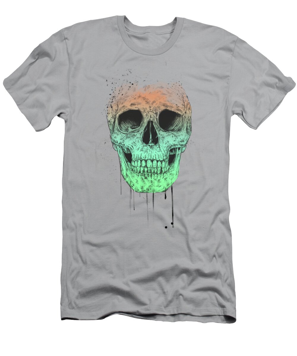 Skull T-Shirt featuring the drawing Pop art skull by Balazs Solti