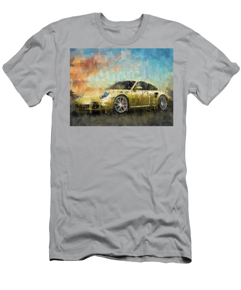 Impressionism T-Shirt featuring the painting Porsche 911 Turbo by Vart Studio