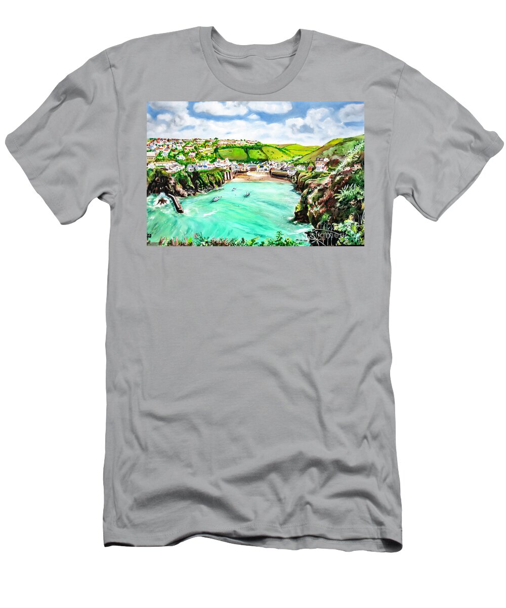 Port Isaac T-Shirt featuring the painting Port Isaac by James Lavott