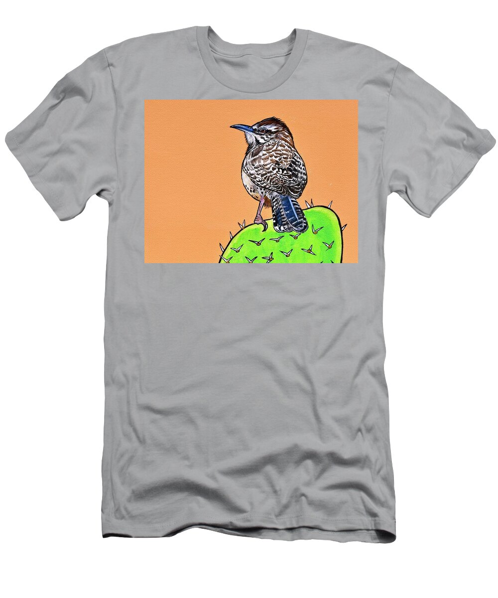 Cactus T-Shirt featuring the painting Prickly Perch by Sonja Jones