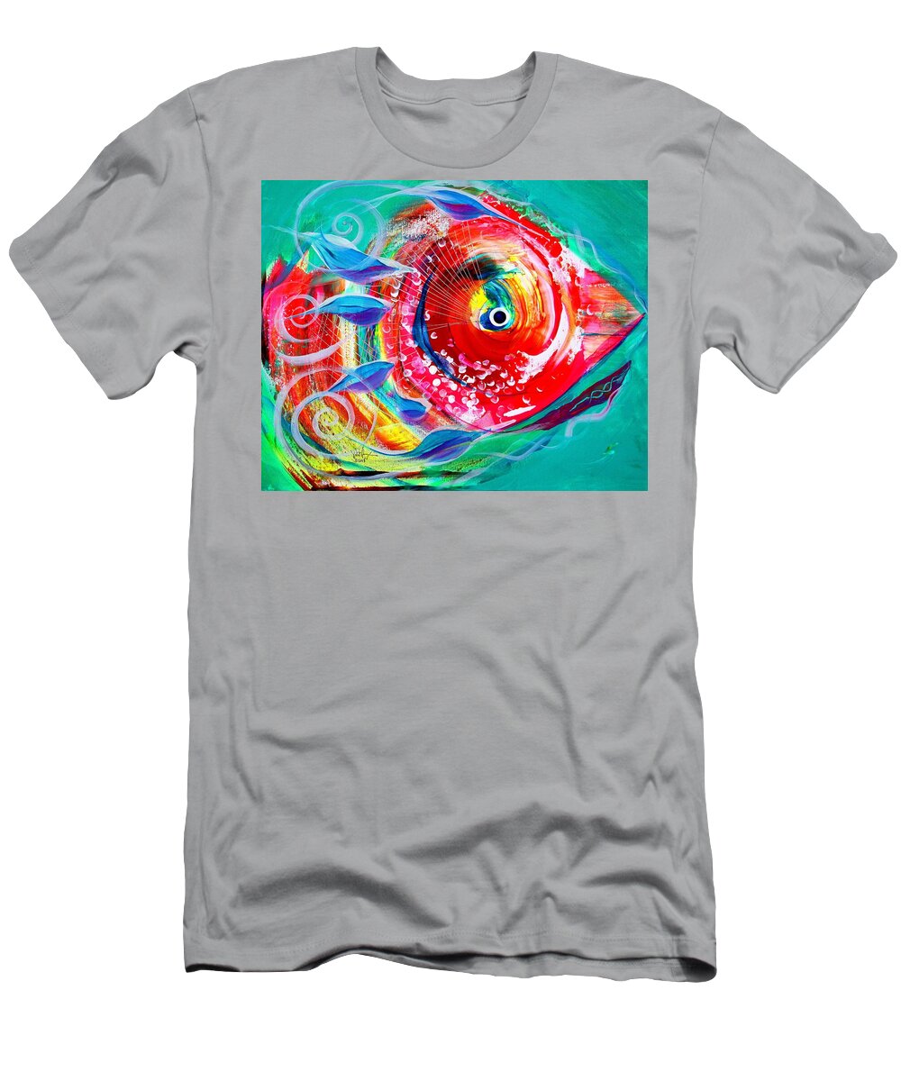 Fish T-Shirt featuring the painting Proncess Phish by J Vincent Scarpace