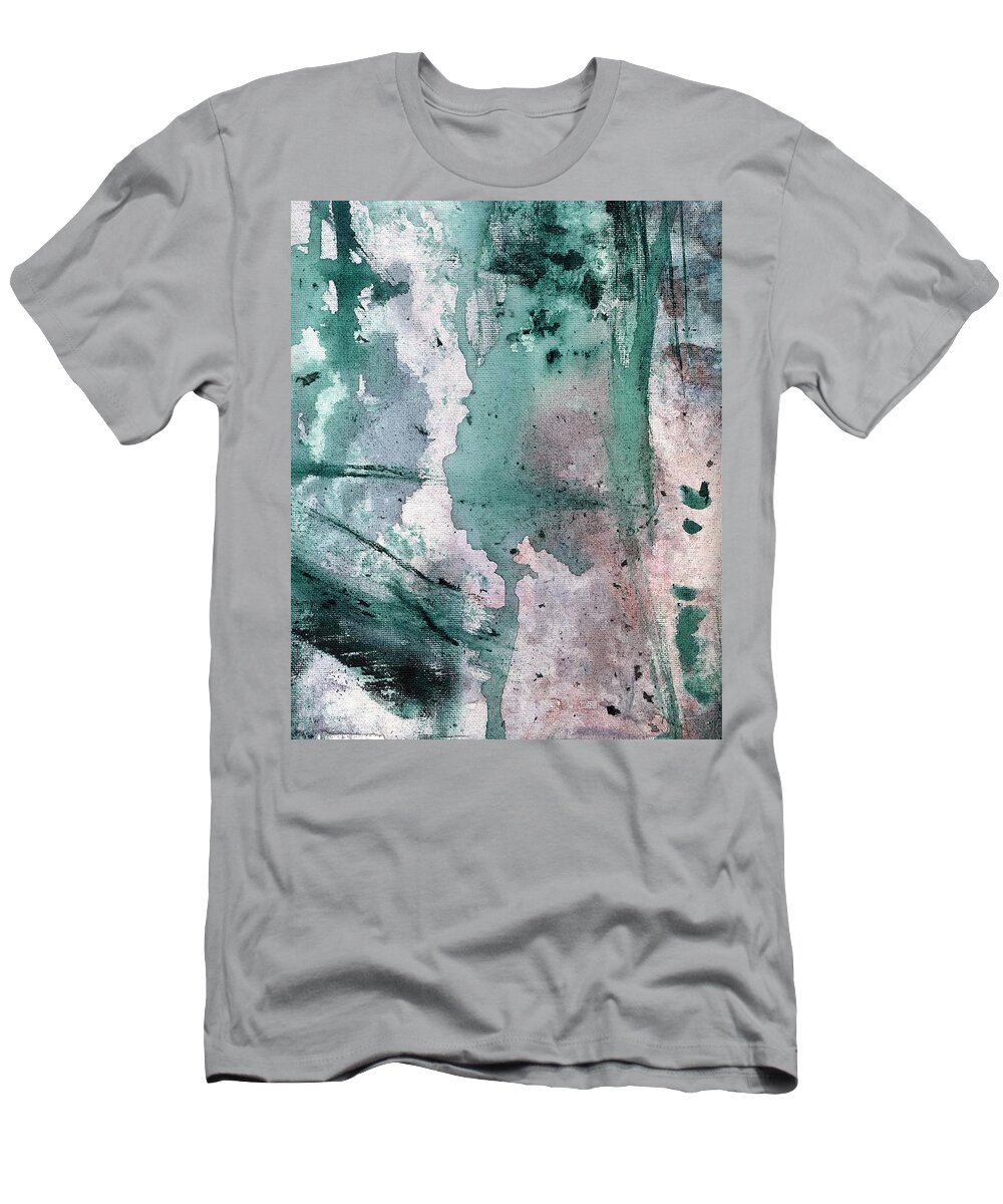 Purple And Green Abstract Painting 3 T-Shirt featuring the painting Purple and Green Abstract Painting 3 by Itsonlythemoon