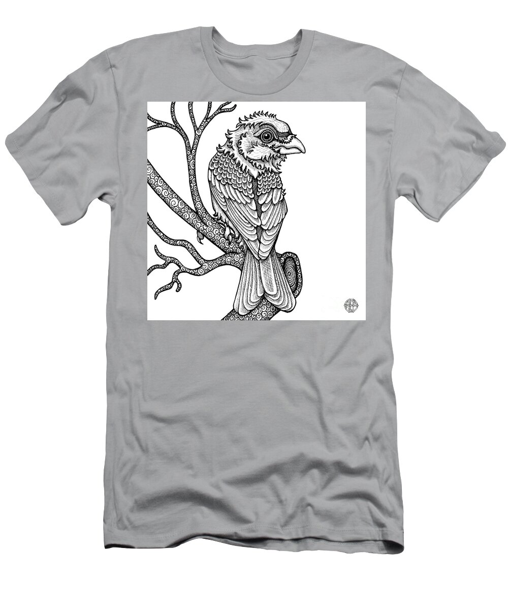 Animal Portrait T-Shirt featuring the drawing Purple Finch by Amy E Fraser