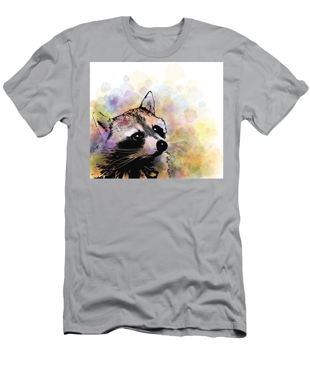 Raccoon T-Shirt featuring the digital art Raccoon 23 by Lucie Dumas