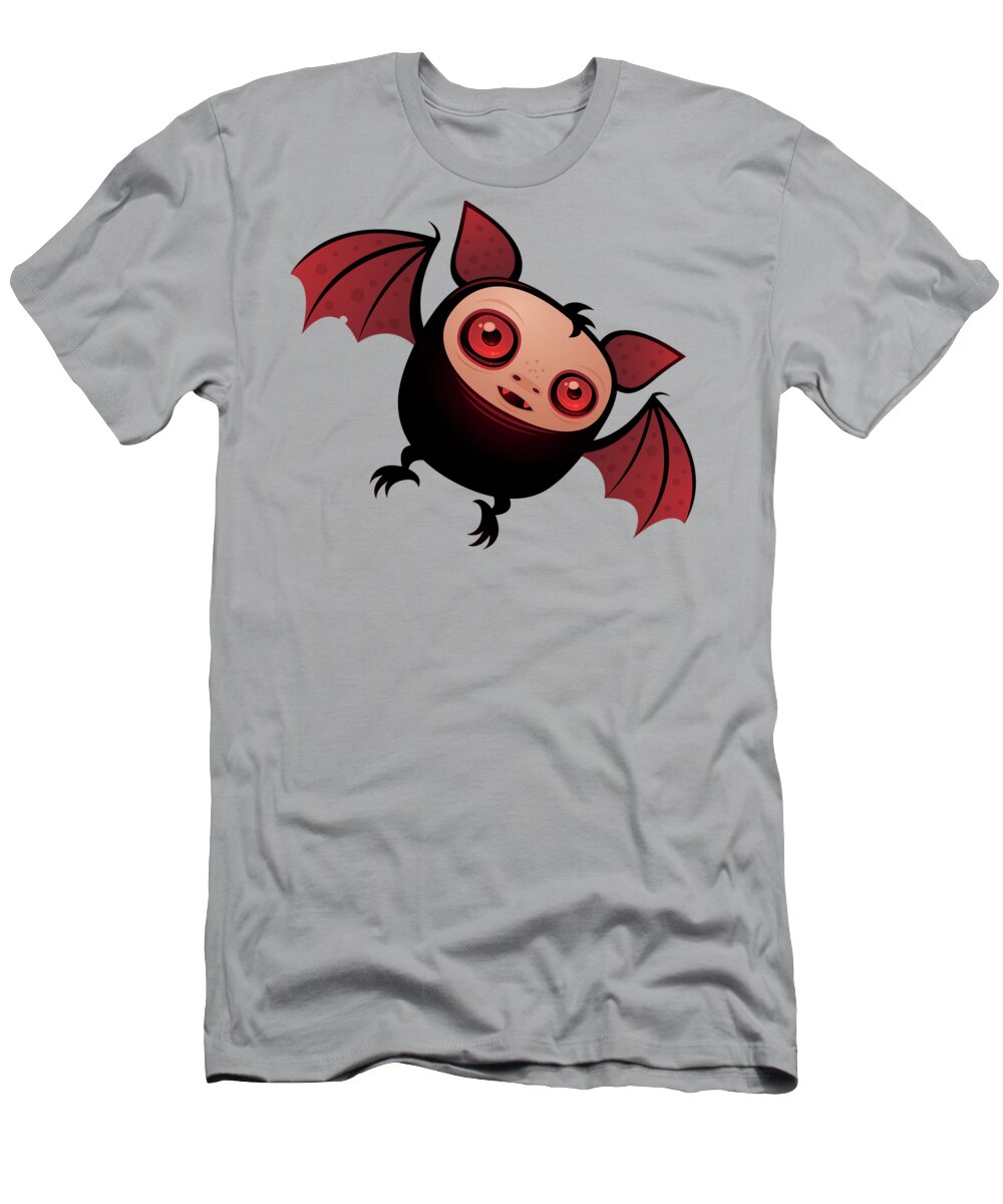 Cute T-Shirt featuring the digital art Red Eye the Vampire Bat Boy by John Schwegel