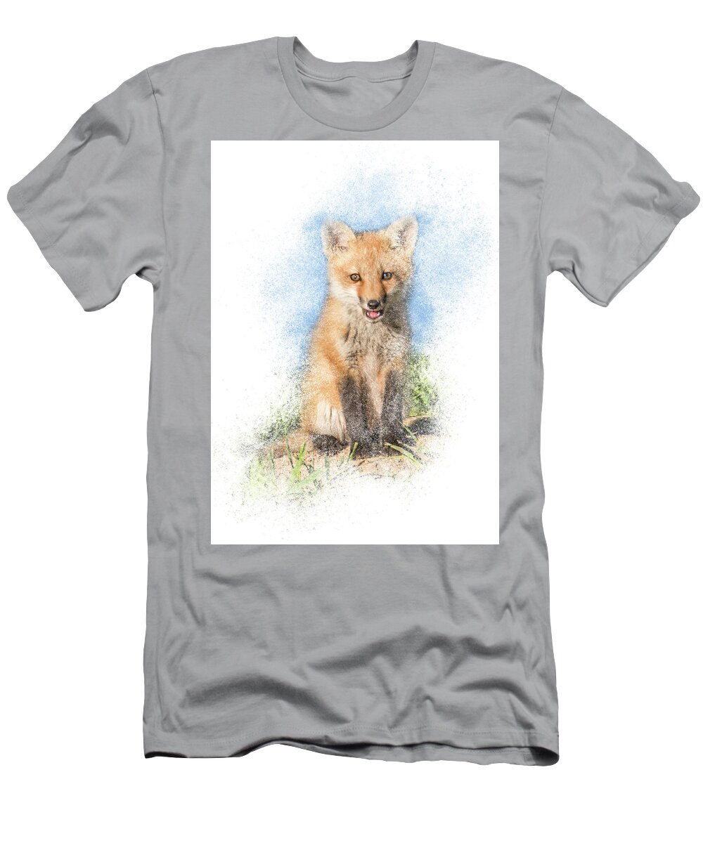 Fox T-Shirt featuring the photograph Red Fox Kit #1 - Sitting Tall by Patti Deters